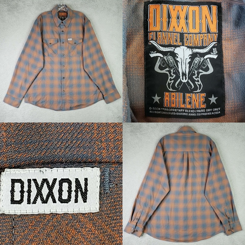 Dixxon Flannel Co Abilene Shirt Mens size XL Blue Rust Plaid Pearl Snap Western
